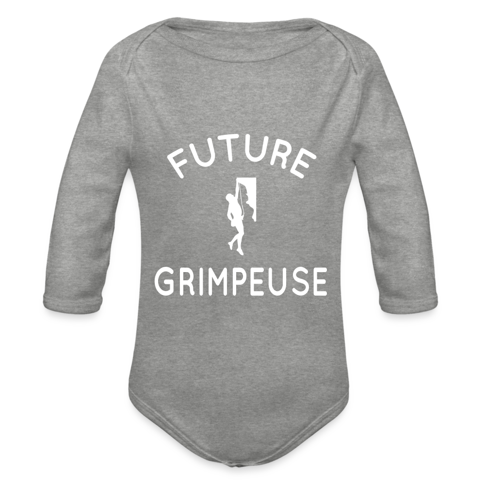 Body Bébé bio manches longues - Future grimpeuse - gris chiné