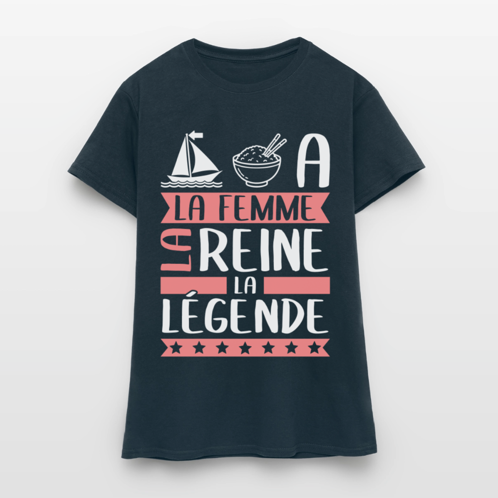 T-shirt femme Maria rébus – La femme, la reine, la légende - marine