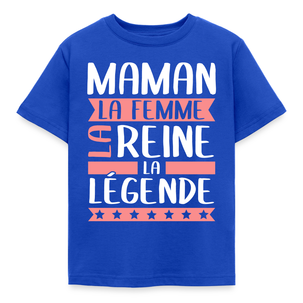 T-shirt enfant motif rose - Maman, la femme, la reine, la légende - bleu royal