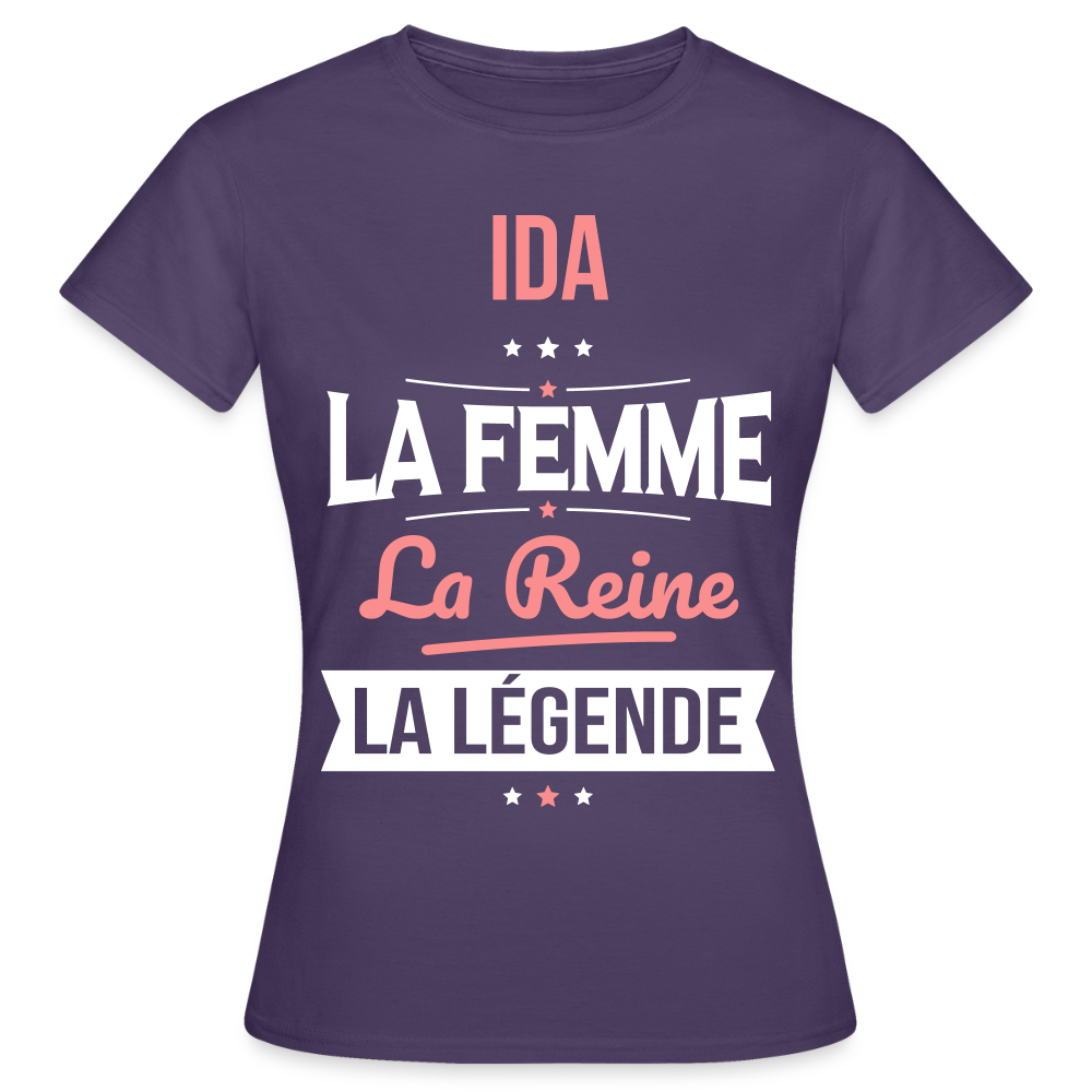 T-shirt Femme - Ida - la Femme - la Reine - la Légende - violet foncé