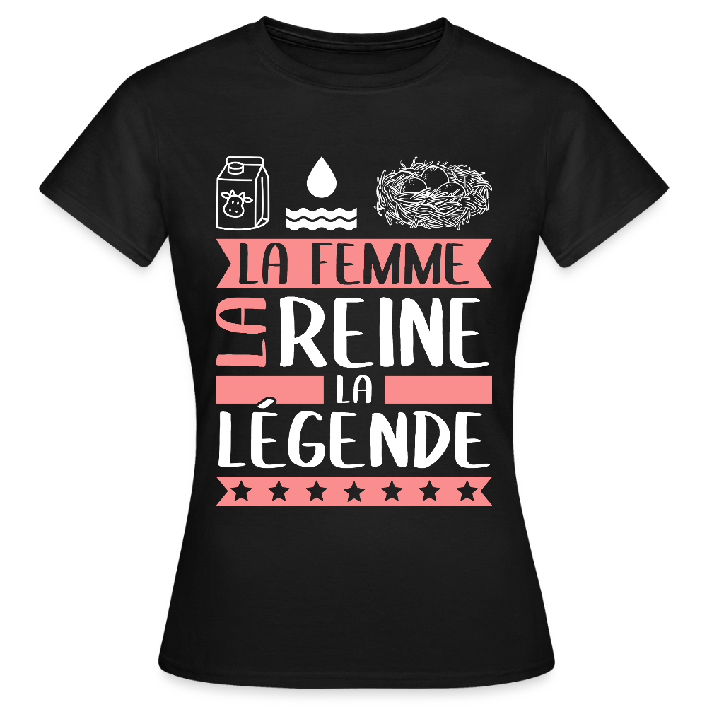 T-shirt femme Léonie rébus – La femme, la reine, la légende - noir