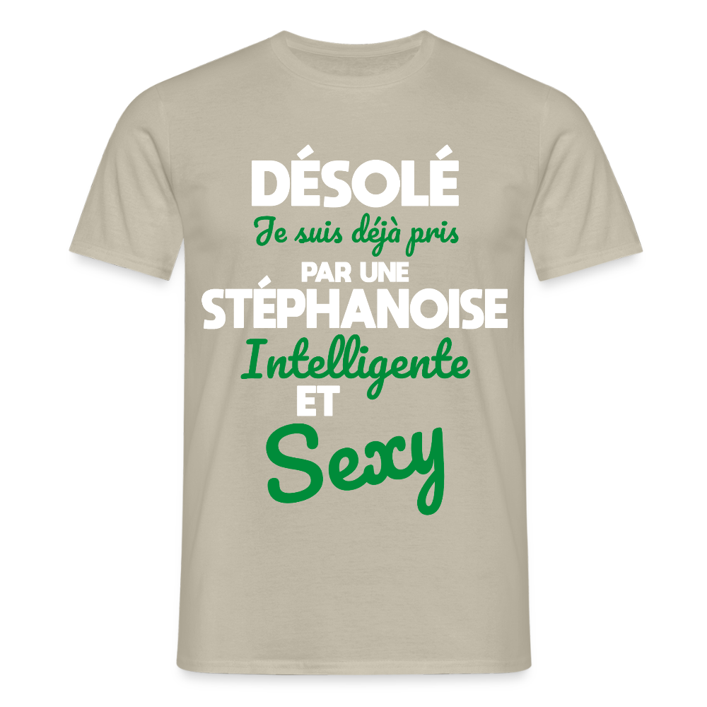 T-shirt Homme -  Je suis déjà pris par une Stéphanoise intelligente et sexy - beige sable