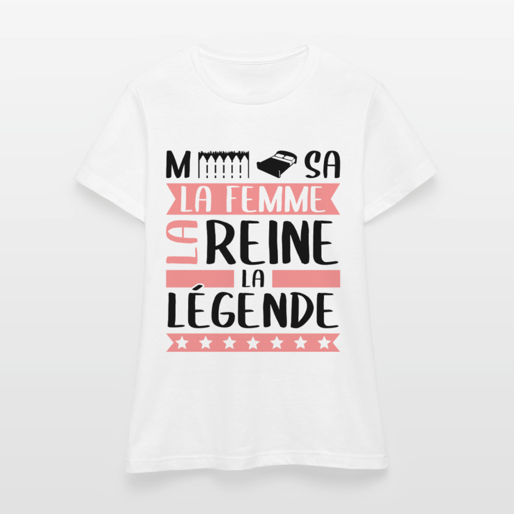 T-shirt femme coloris clair Mélissa rébus – La femme, la reine, la légende - blanc