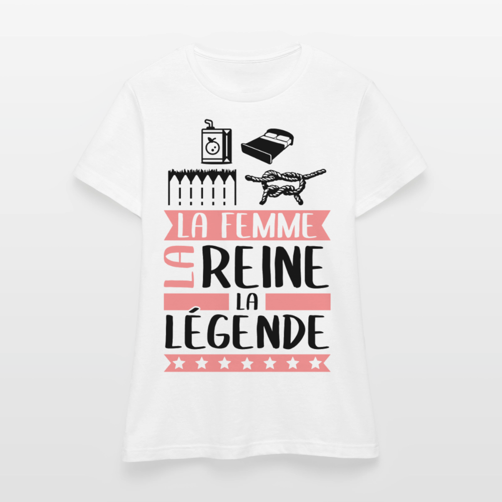 T-shirt femme coloris clair Julienne rébus – La femme, la reine, la légende - blanc
