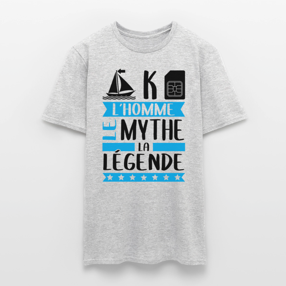 T-shirt homme coloris clair Maxime en rébus – L’homme, le mythe, la légende - gris chiné