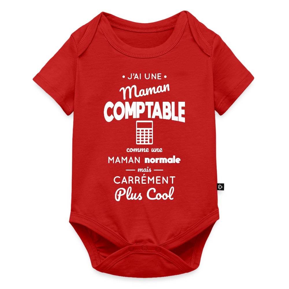 Body Bébé bio manches courtes - J'ai une maman comptable - rouge
