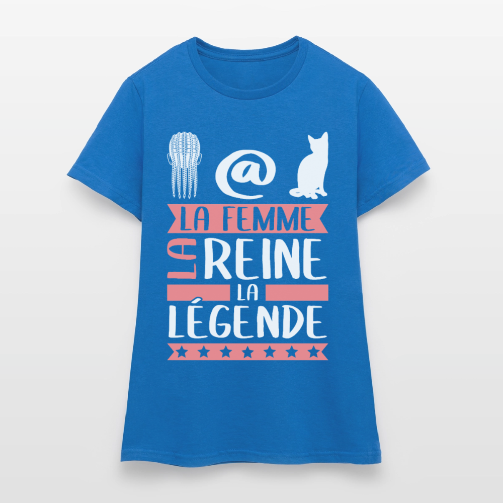 T-shirt femme Natacha rébus – La femme, la reine, la légende - bleu royal