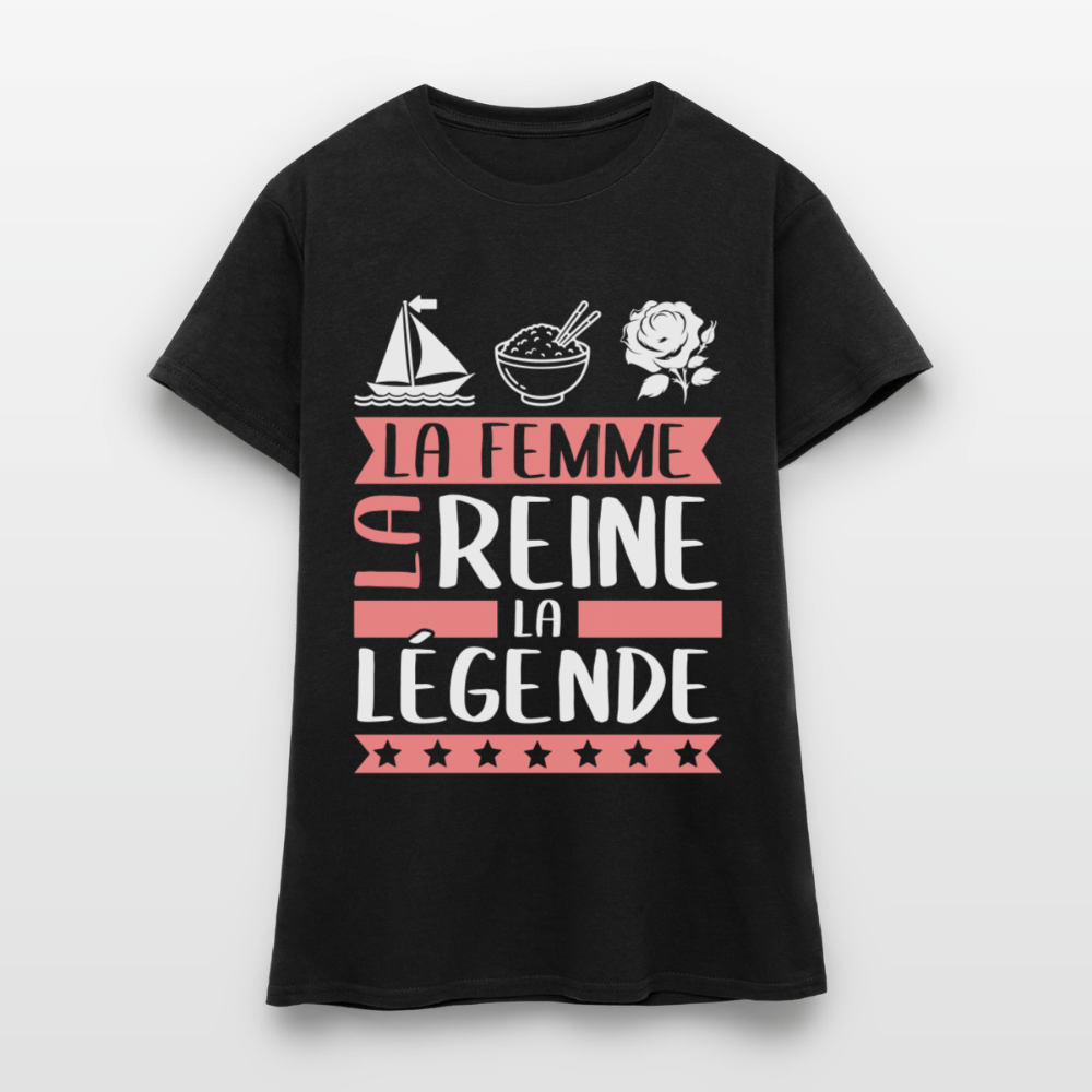 T-shirt femme Marie-Rose rébus – La femme, la reine, la légende - noir