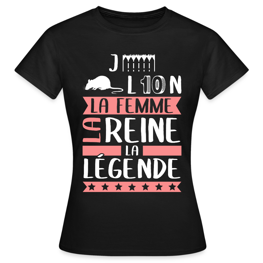 T-shirt femme Géraldine rébus – La femme, la reine, la légende - noir