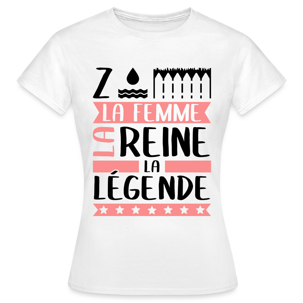 T-shirt femme coloris clair Zoé en rébus – La femme, la reine, la légende - blanc