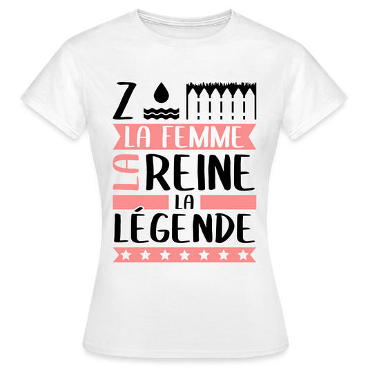T-shirt femme coloris clair Zoé en rébus – La femme, la reine, la légende - blanc