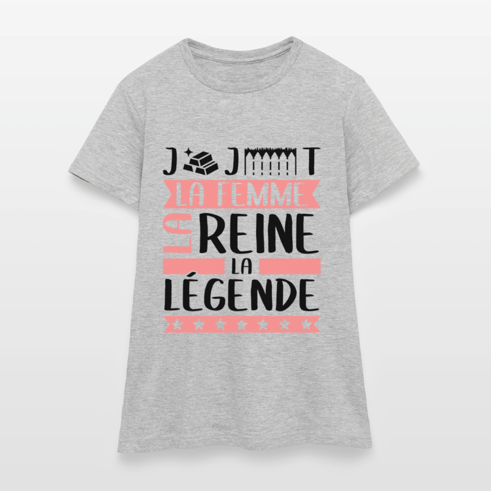 T-shirt femme coloris clair Georgette rébus – La femme, la reine, la légende - gris chiné