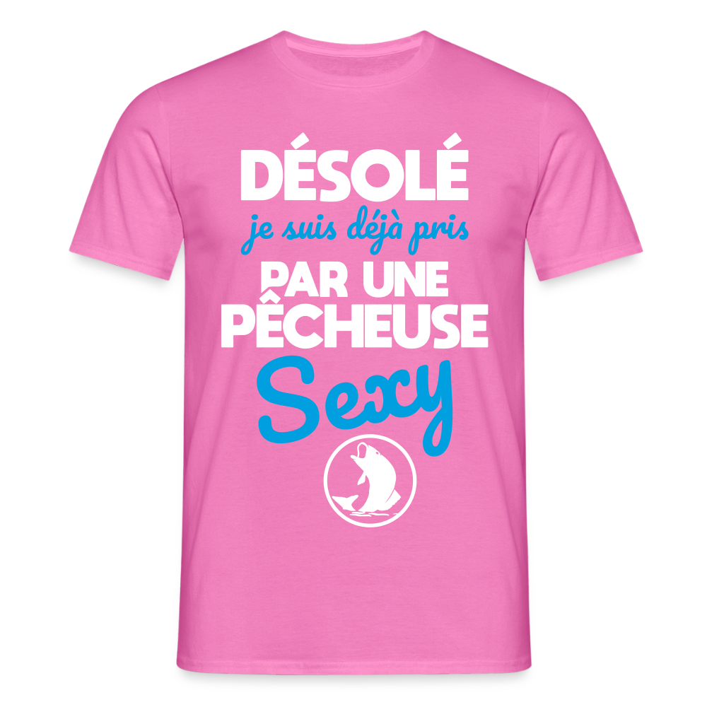 T-shirt Homme - Je suis pris par une pêcheuse sexy - rose