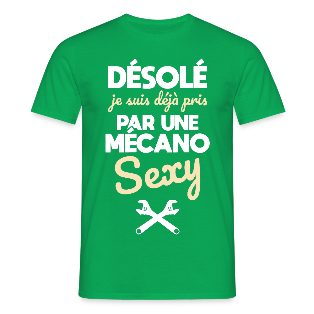 T-shirt Homme - Je suis pris par une mécano sexy - vert