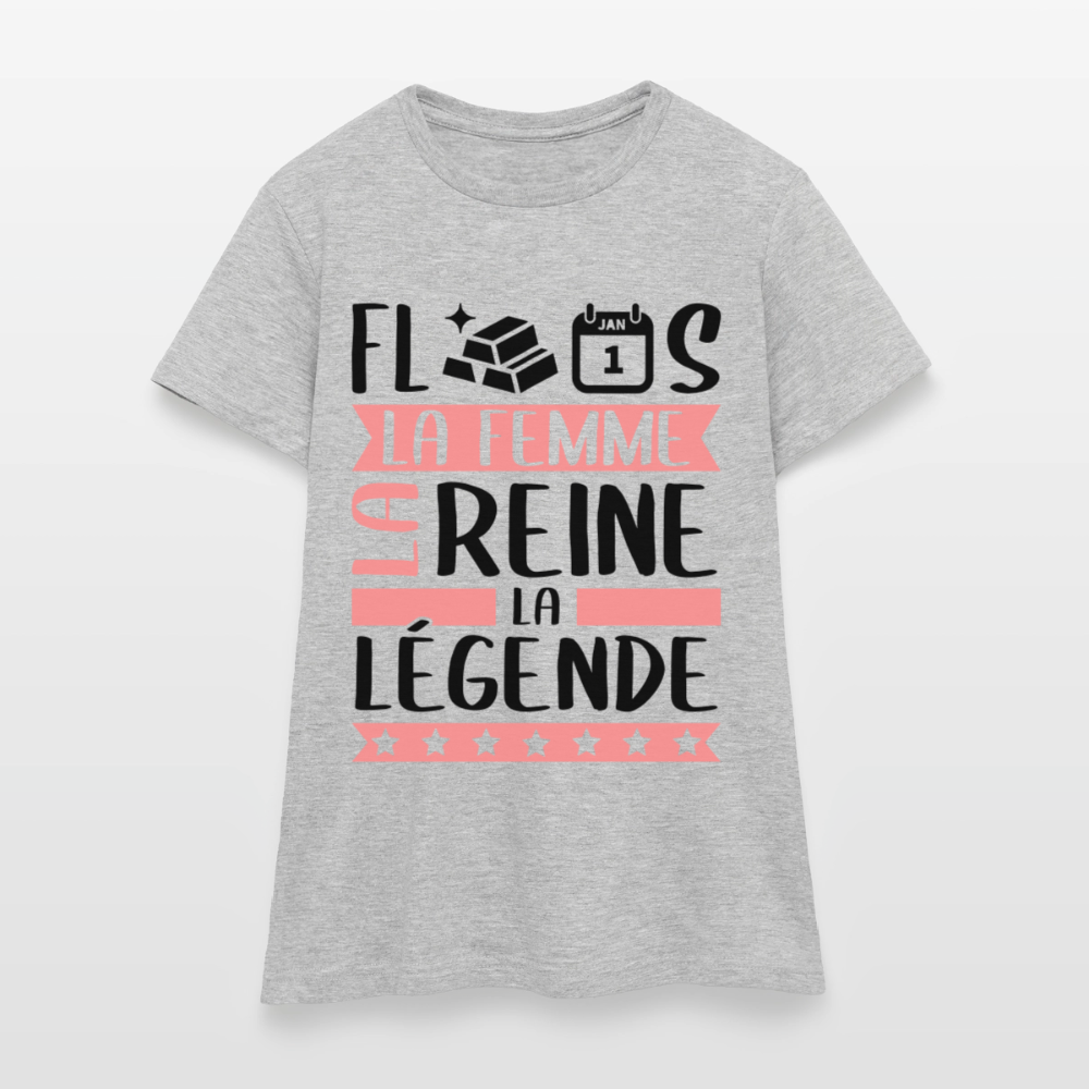 T-shirt femme coloris clair Florence rébus – La femme, la reine, la légende - gris chiné