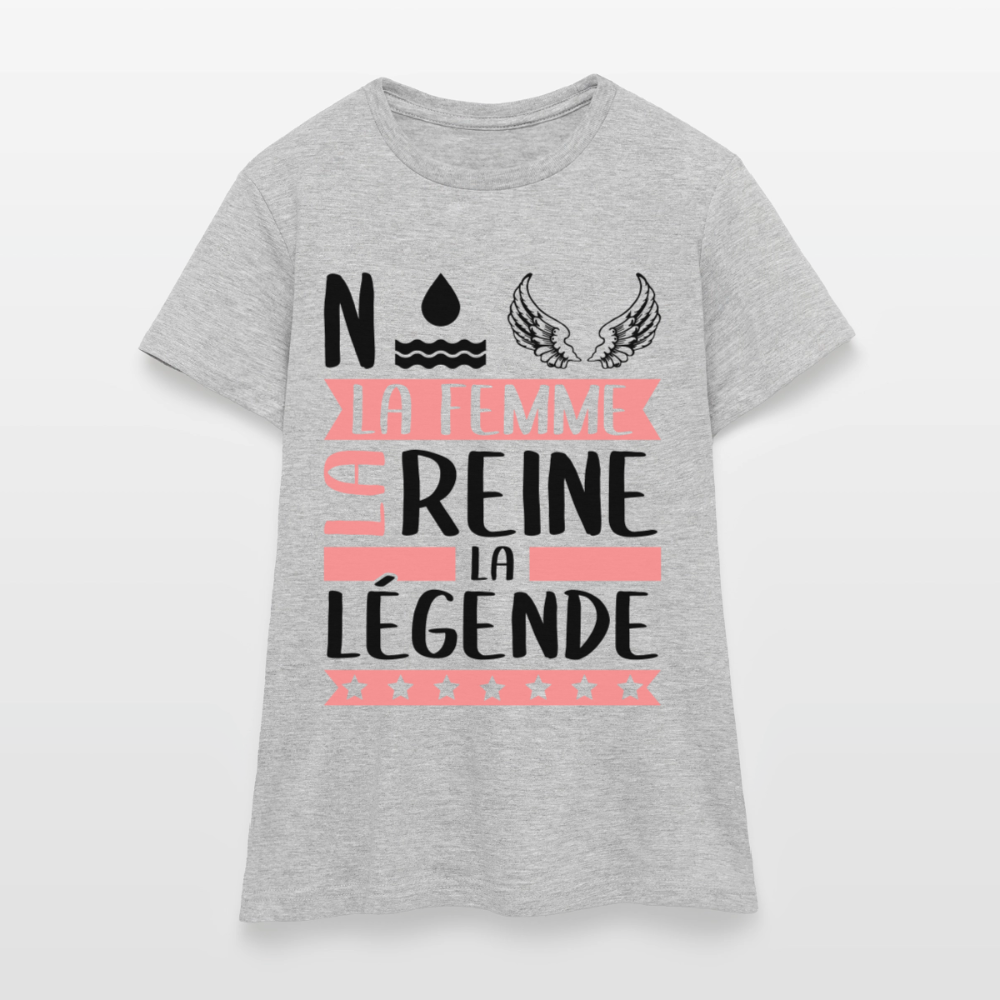 T-shirt femme coloris clair Noëlle rébus – La femme, la reine, la légende - gris chiné