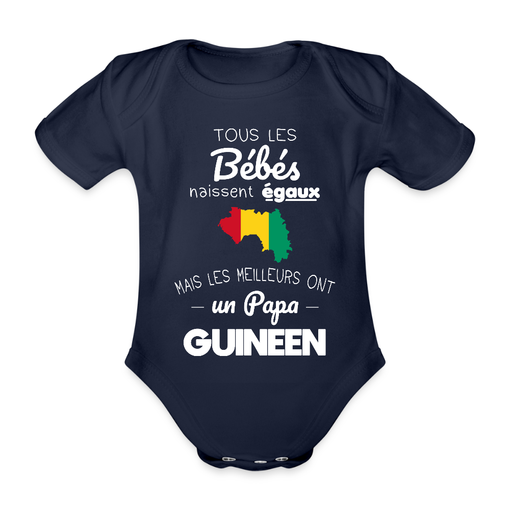 Body Bébé bio manches courtes - Les Meilleurs Ont Un Papa Guinéen - marine foncé