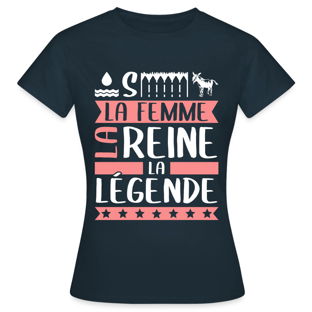 T-shirt femme Océane rébus – La femme, la reine, la légende - marine