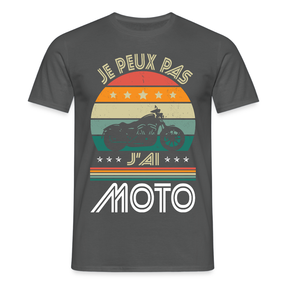 T-shirt Homme - Je peux pas j'ai Moto - charbon