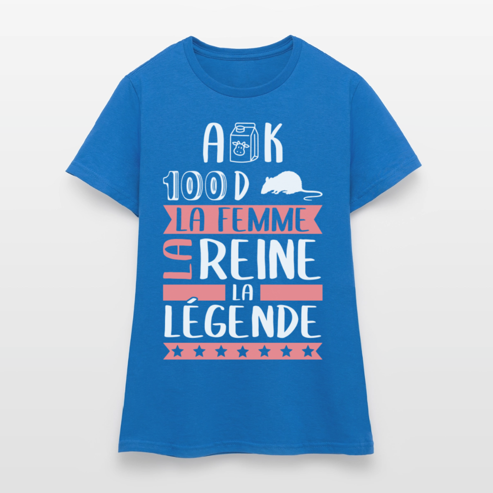 T-shirt femme Alexandra rébus – La femme, la reine, la légende - bleu royal