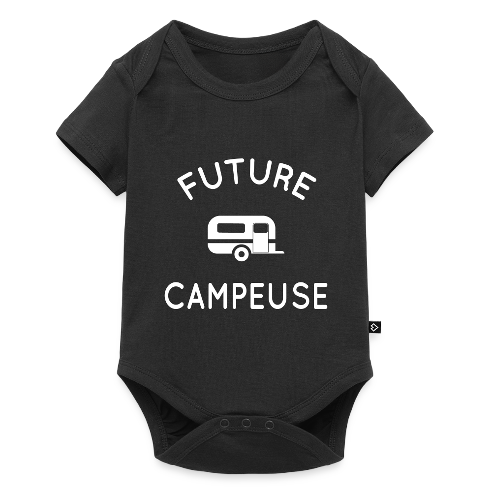Body Bébé bio manches courtes - Future campeuse - noir