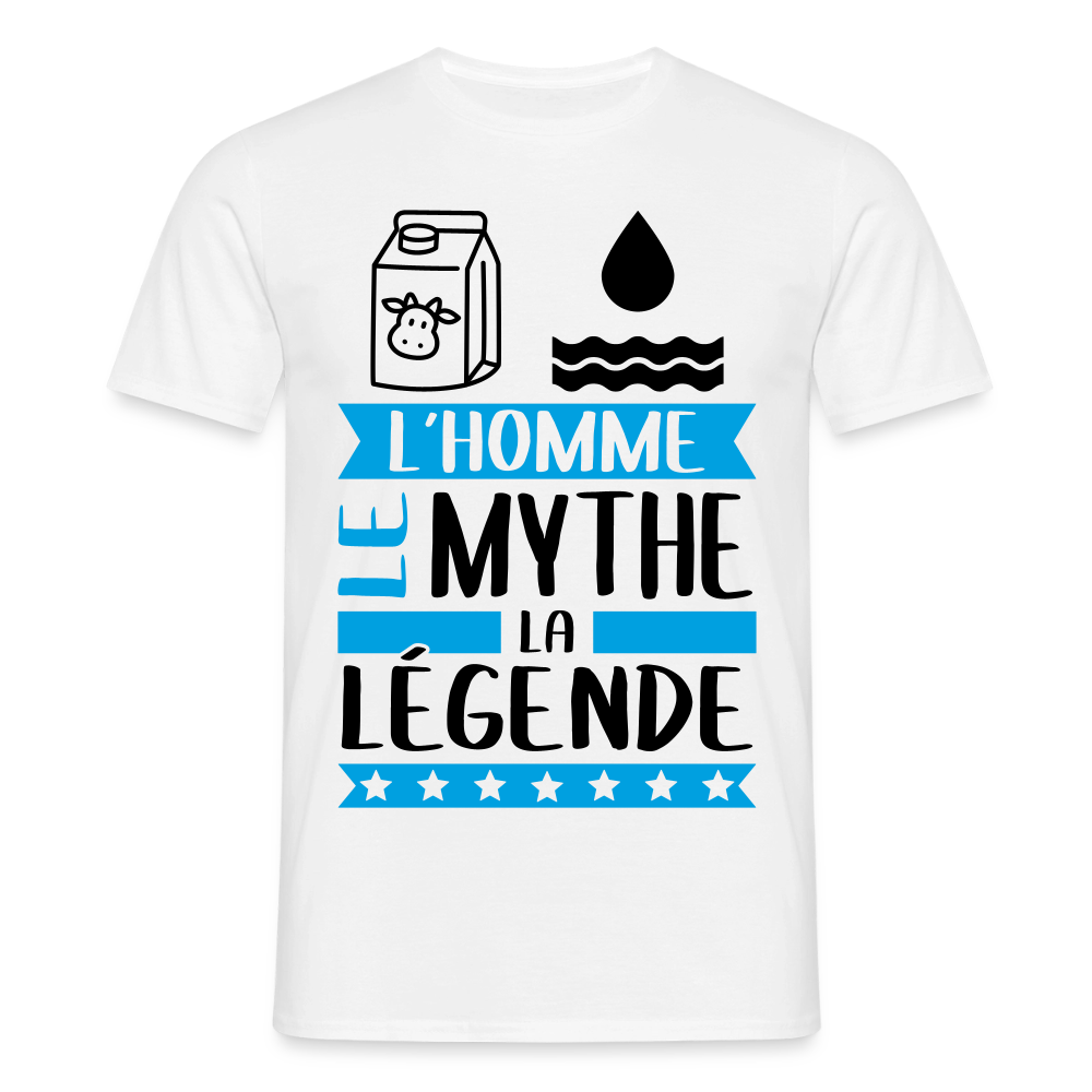 T-shirt homme coloris clair Léo en rébus – L’homme, le mythe, la légende - blanc