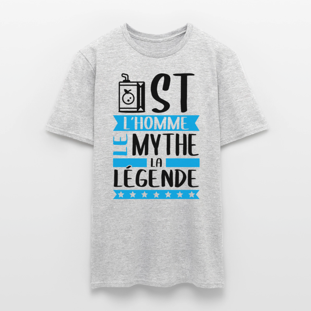 T-shirt homme coloris clair Juste en rébus – L’homme, le mythe, la légende - gris chiné