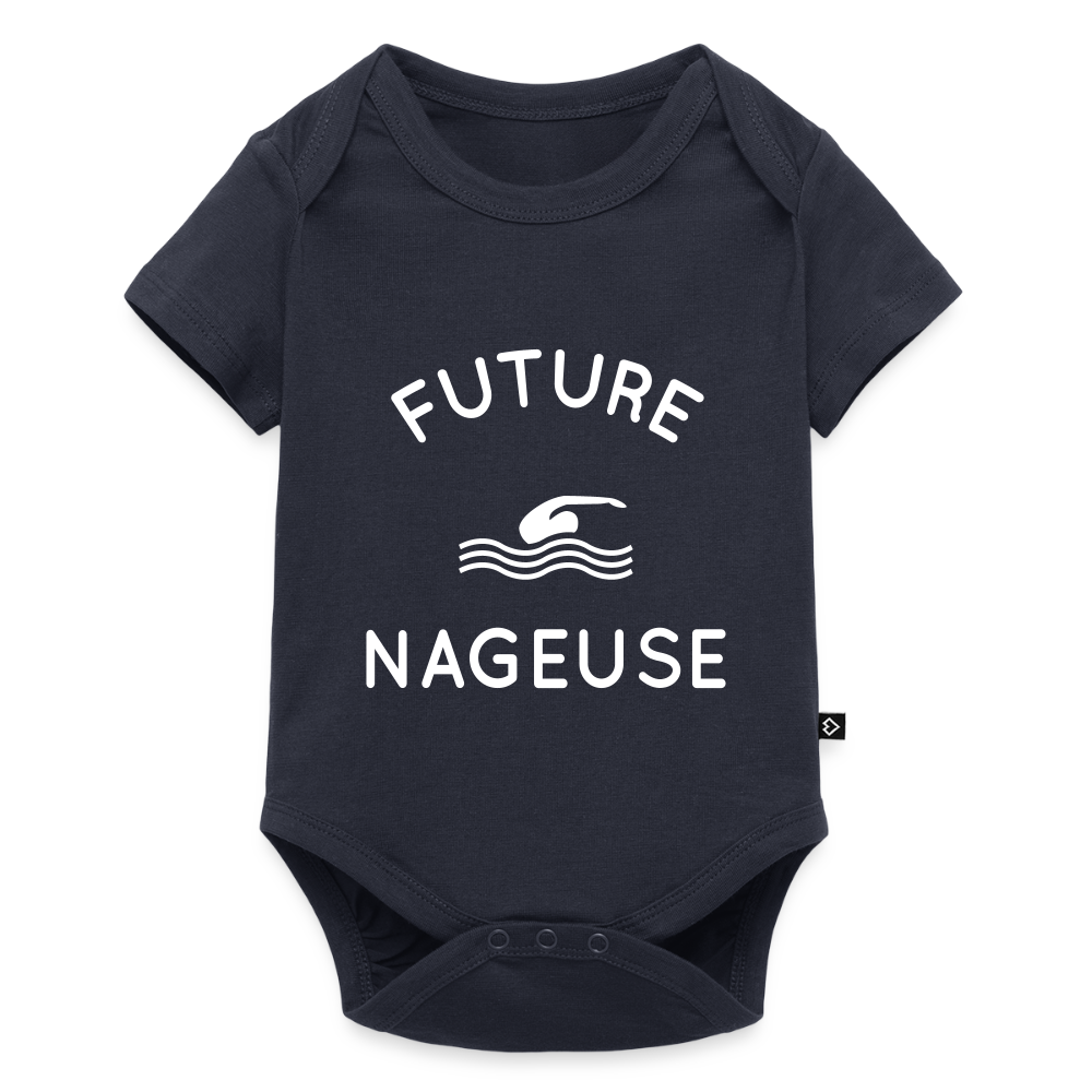 Body Bébé bio manches courtes - Future nageuse - bleu marine