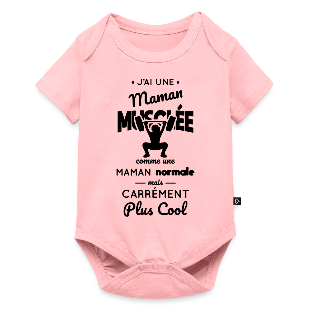 Body Bébé bio manches courtes - J'ai une maman musclée - rose