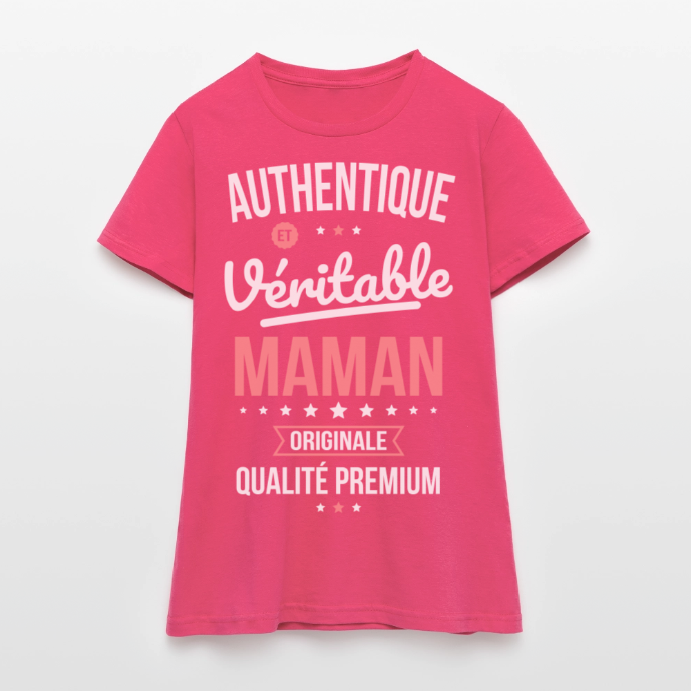T-shirt Femme - Authentique et véritable Maman - rose azalée