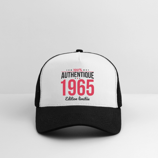 Casquette Trucker - Anniversaire 60 Ans - 100% Authentique 1965 - blanc/noir