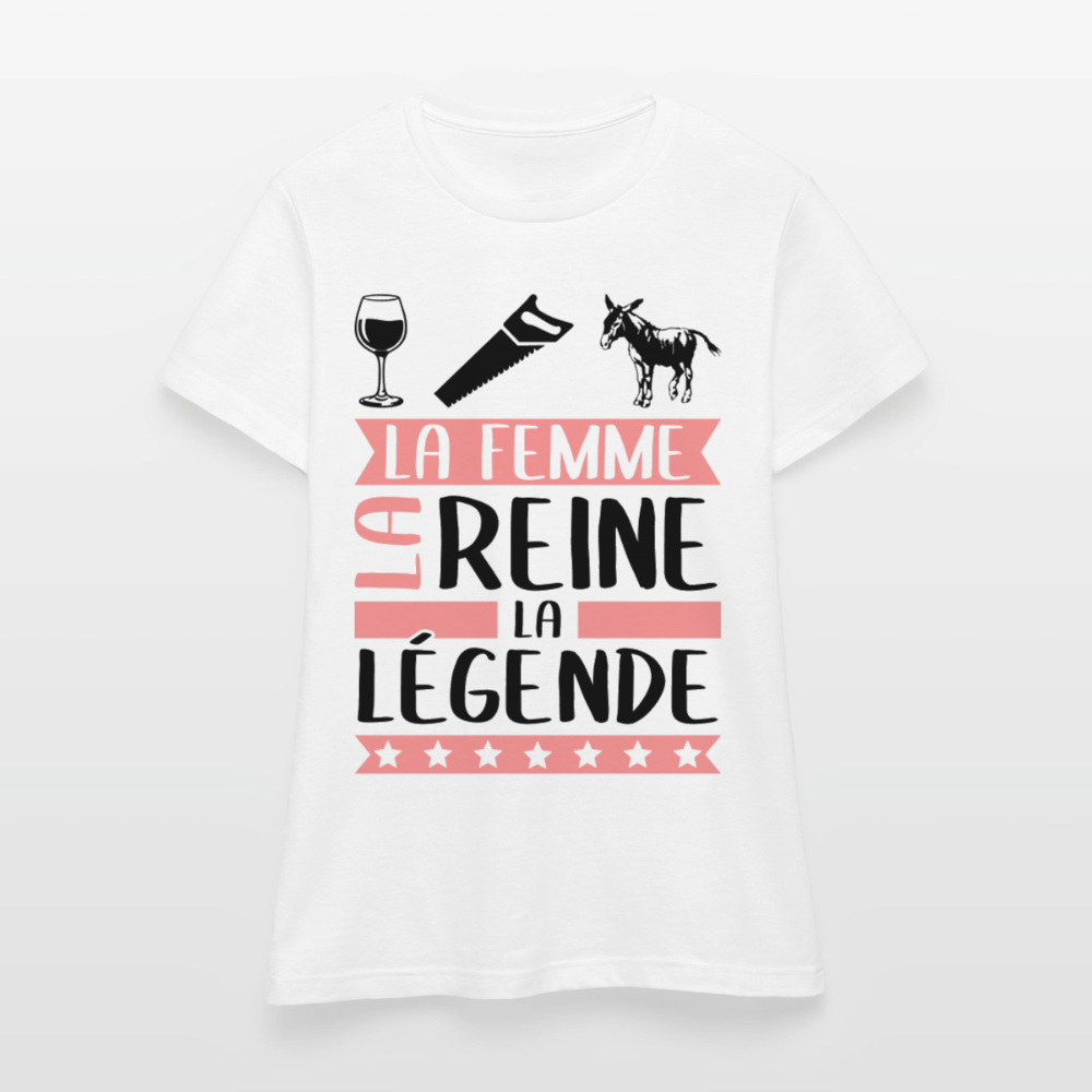 T-shirt femme coloris clair Vinciane en rébus – La femme, la reine, la légende - blanc
