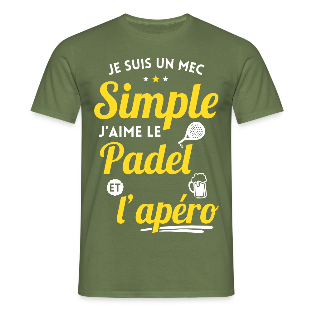 T-shirt Homme - J'aime le  padel et l'apéro - vert militaire