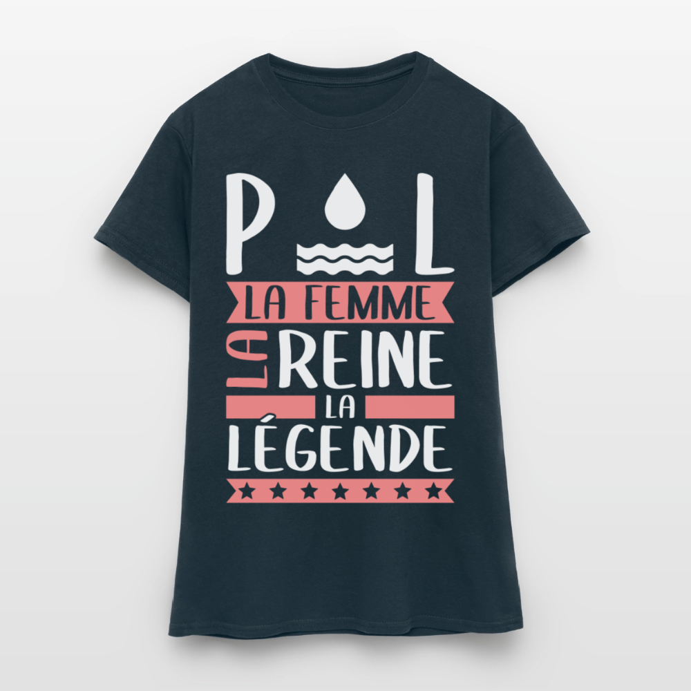 T-shirt femme Paule rébus – La femme, la reine, la légende - marine