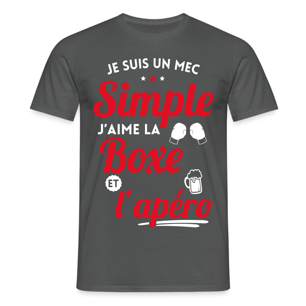 T-shirt Homme - J'aime la boxe et l'apéro - charbon