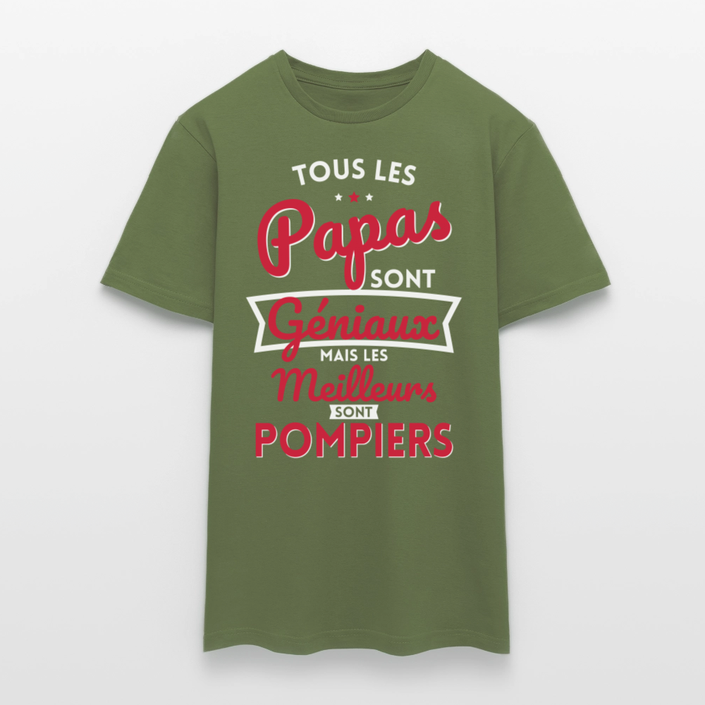 T-shirt Homme - Papas géniaux - Les meilleurs sont pompiers - vert militaire