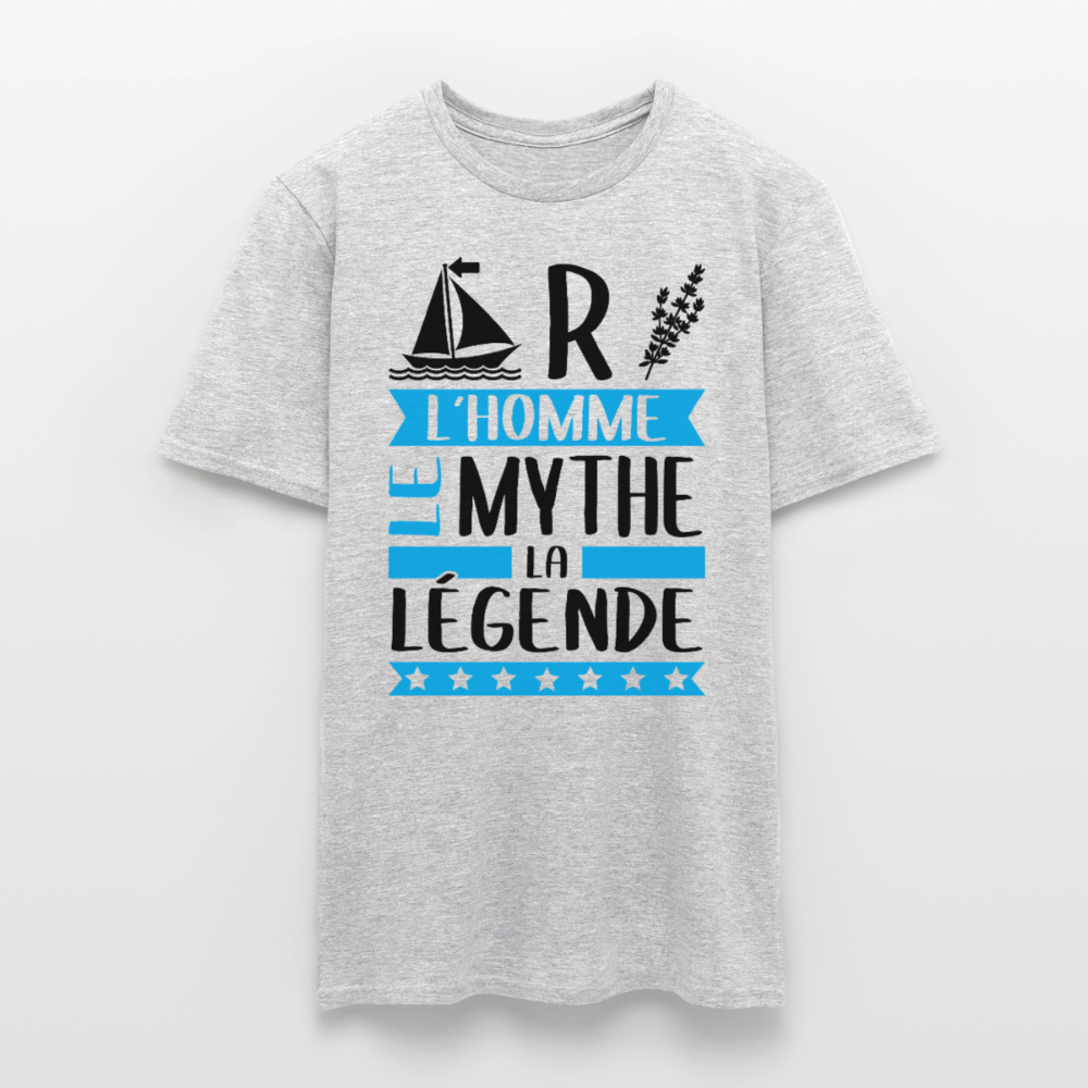 T-shirt homme coloris clair Martin en rébus – L’homme, le mythe, la légende - gris chiné