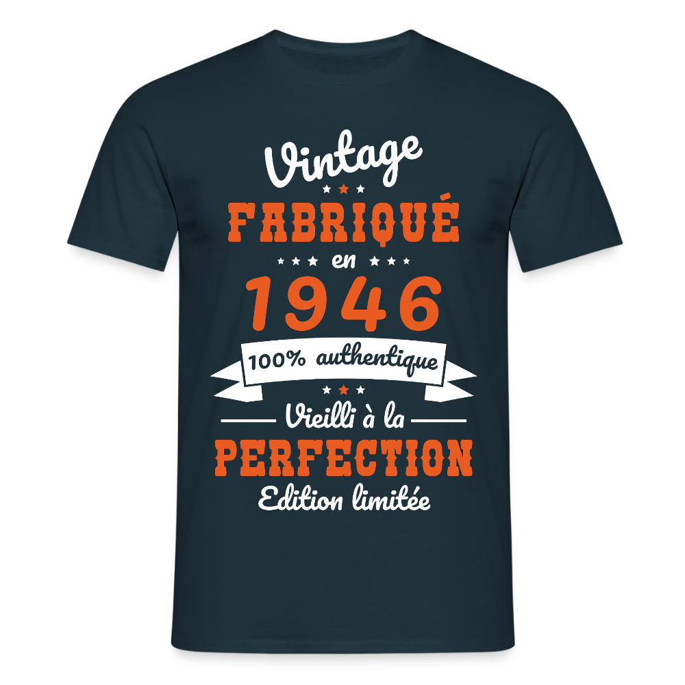 T-shirt anniversaire homme 80 ans – Vintage 1946 - marine