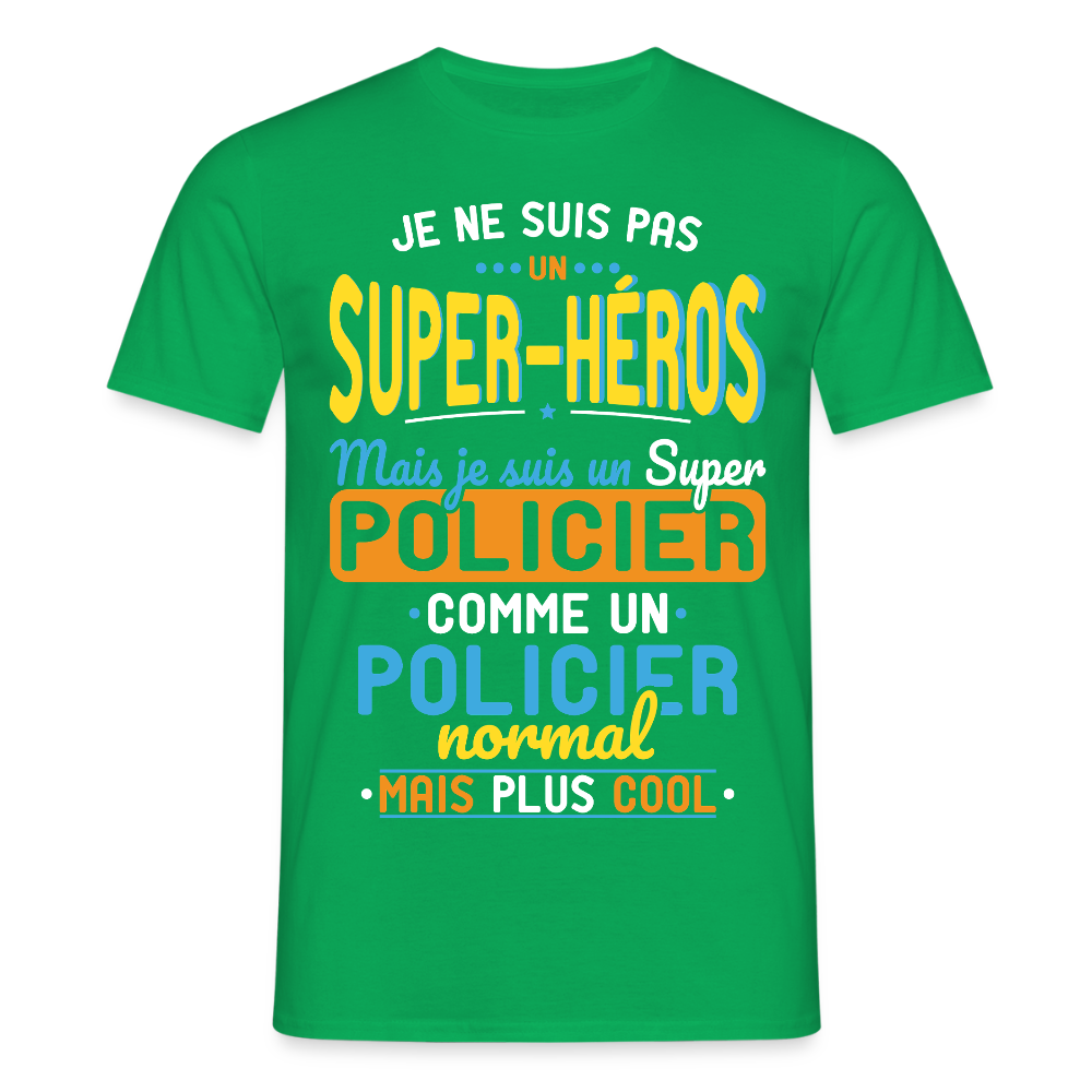 T-shirt Homme - Pas un Super-Héros mais un super Policier - vert