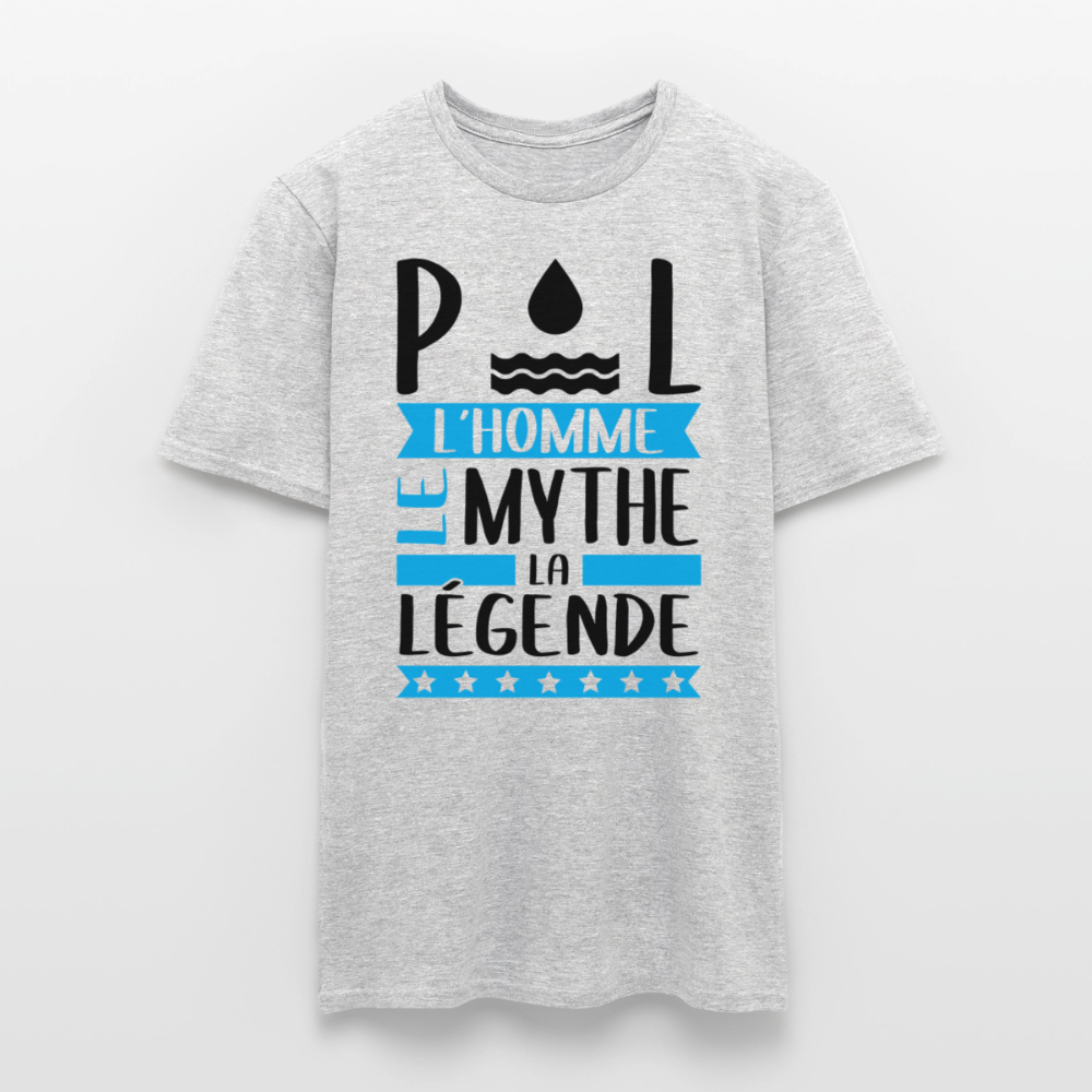 T-shirt homme coloris clair Paul en rébus – L’homme, le mythe, la légende - gris chiné