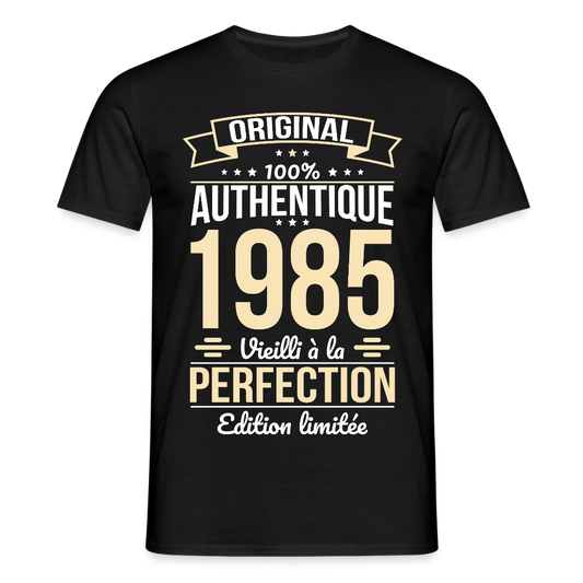 T-shirt anniversaire homme 40 ans – Original 1985 - noir