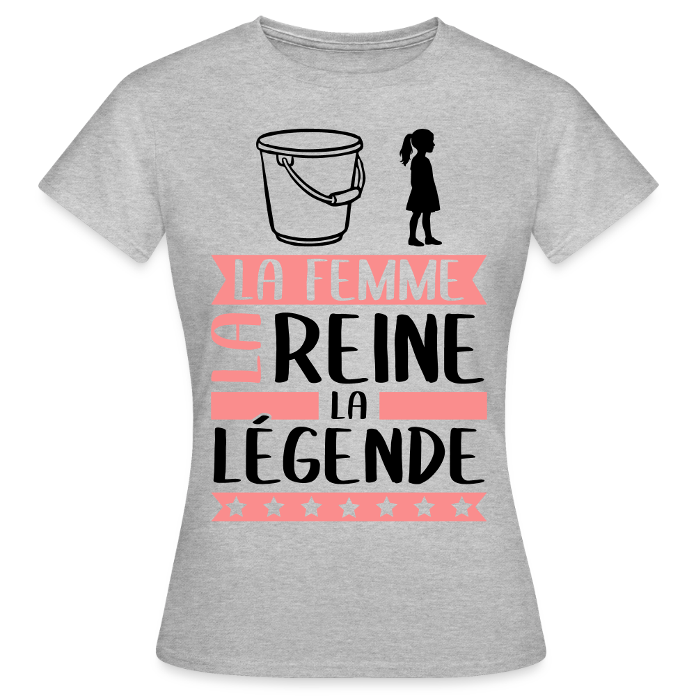 T-shirt femme coloris clair Sophie en rébus – La femme, la reine, la légende - gris chiné
