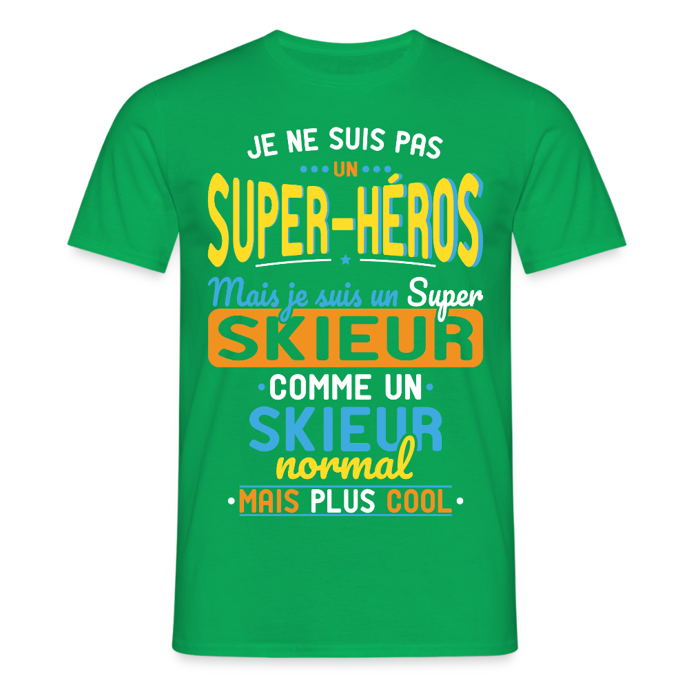T-shirt Homme - Pas un Super-Héros mais un super Skieur - vert
