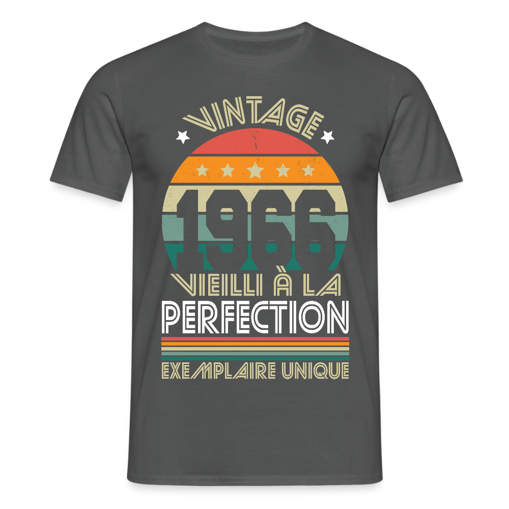 T-shirt anniversaire homme 60 ans – Vintage 1966 - Exemplaire unique - charbon