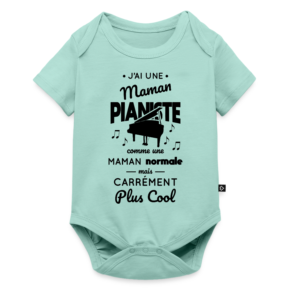 Body Bébé bio manches courtes - J'ai une maman pianiste - menthe 