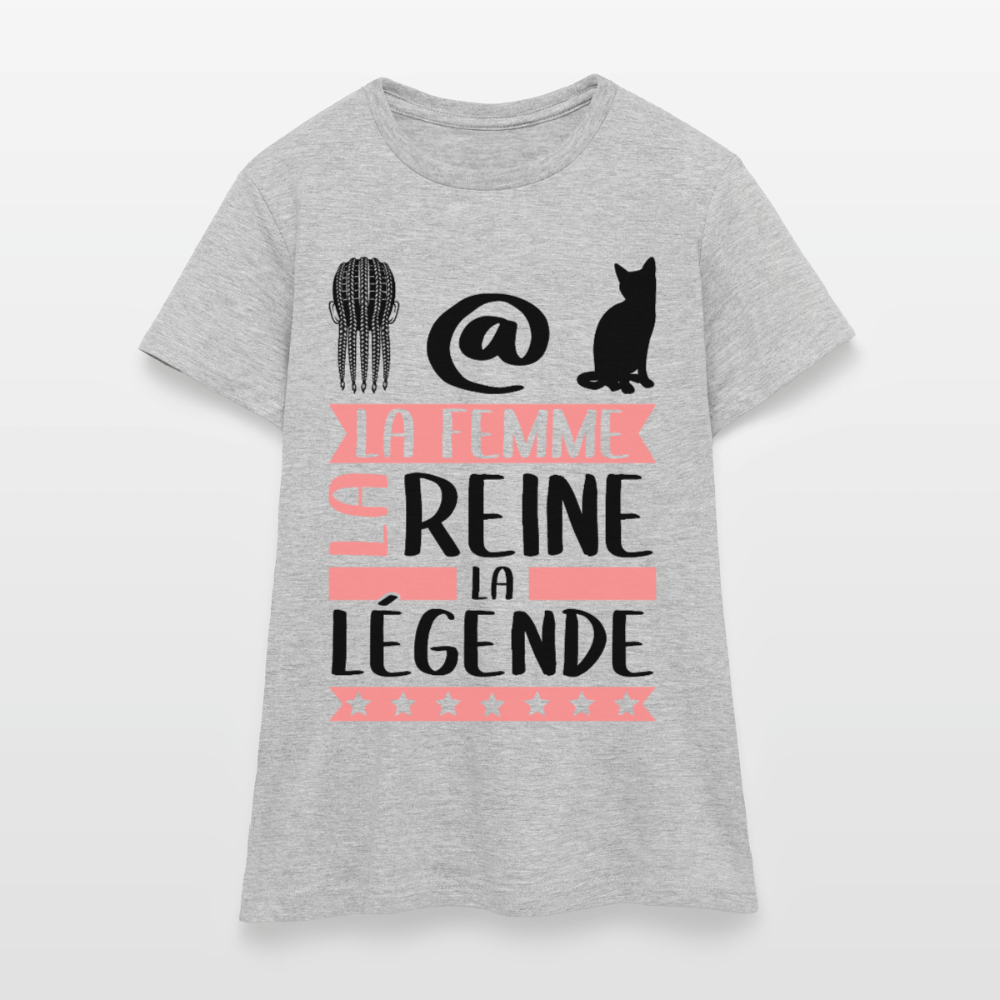 T-shirt femme coloris clair Natacha rébus – La femme, la reine, la légende - gris chiné