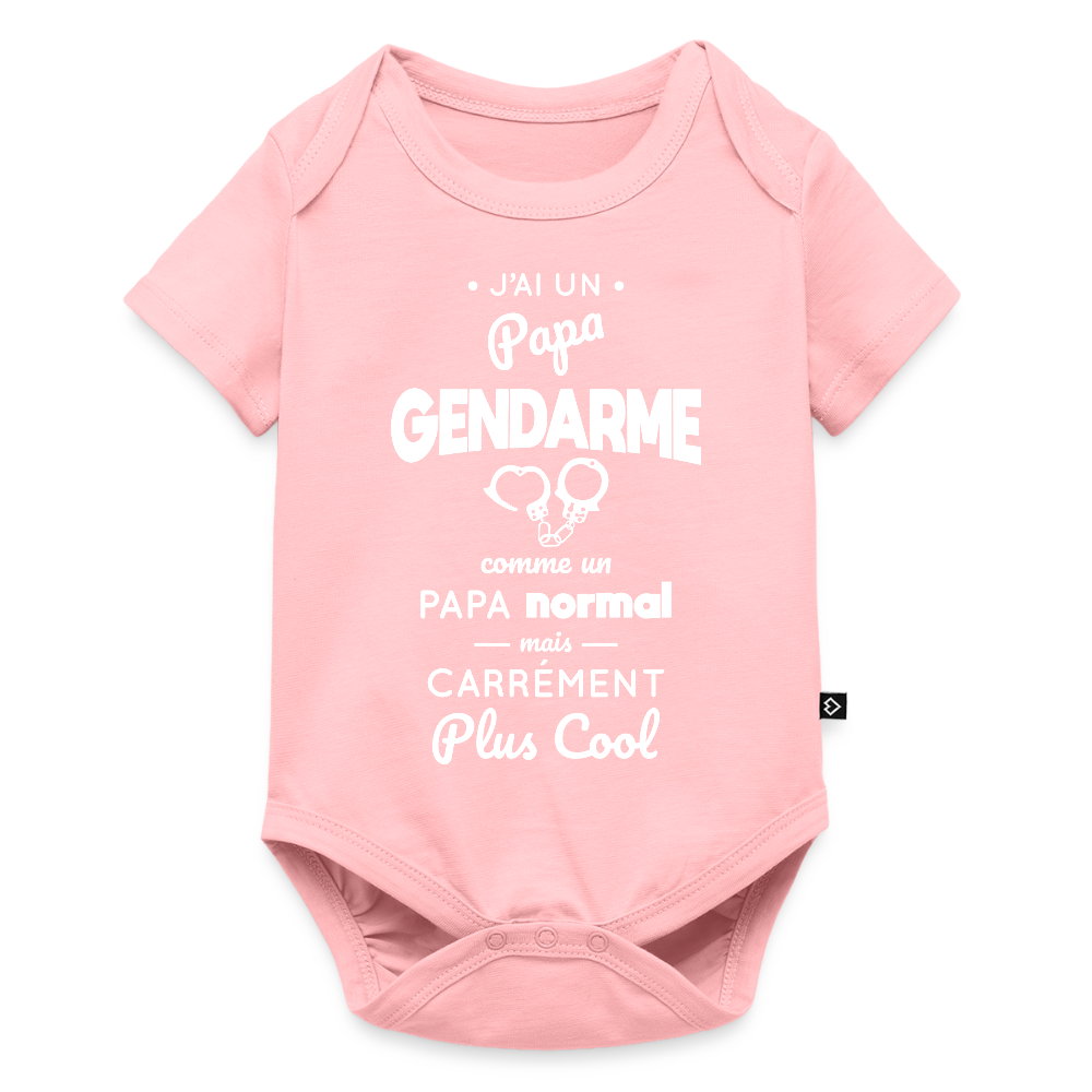 Body Bébé bio manches courtes - J'ai un papa gendarme - rose