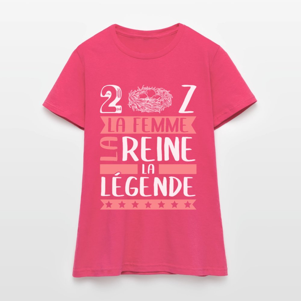 T-shirt femme Denise rébus – La femme, la reine, la légende - rose azalée
