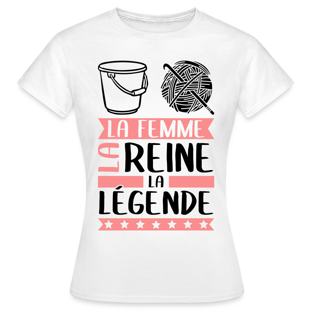 T-shirt femme coloris clair Solène en rébus – La femme, la reine, la légende - blanc