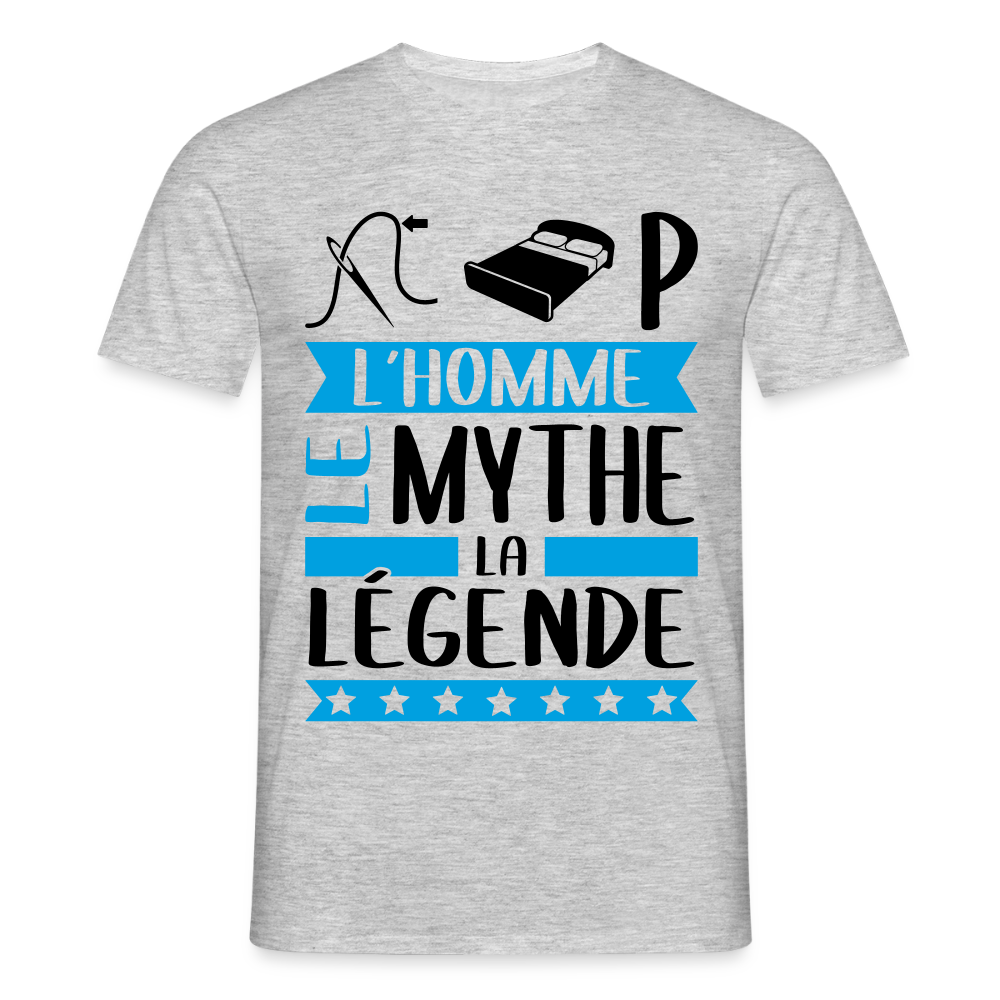 T-shirt homme coloris clair Philippe en rébus – L’homme, le mythe, la légende - gris chiné